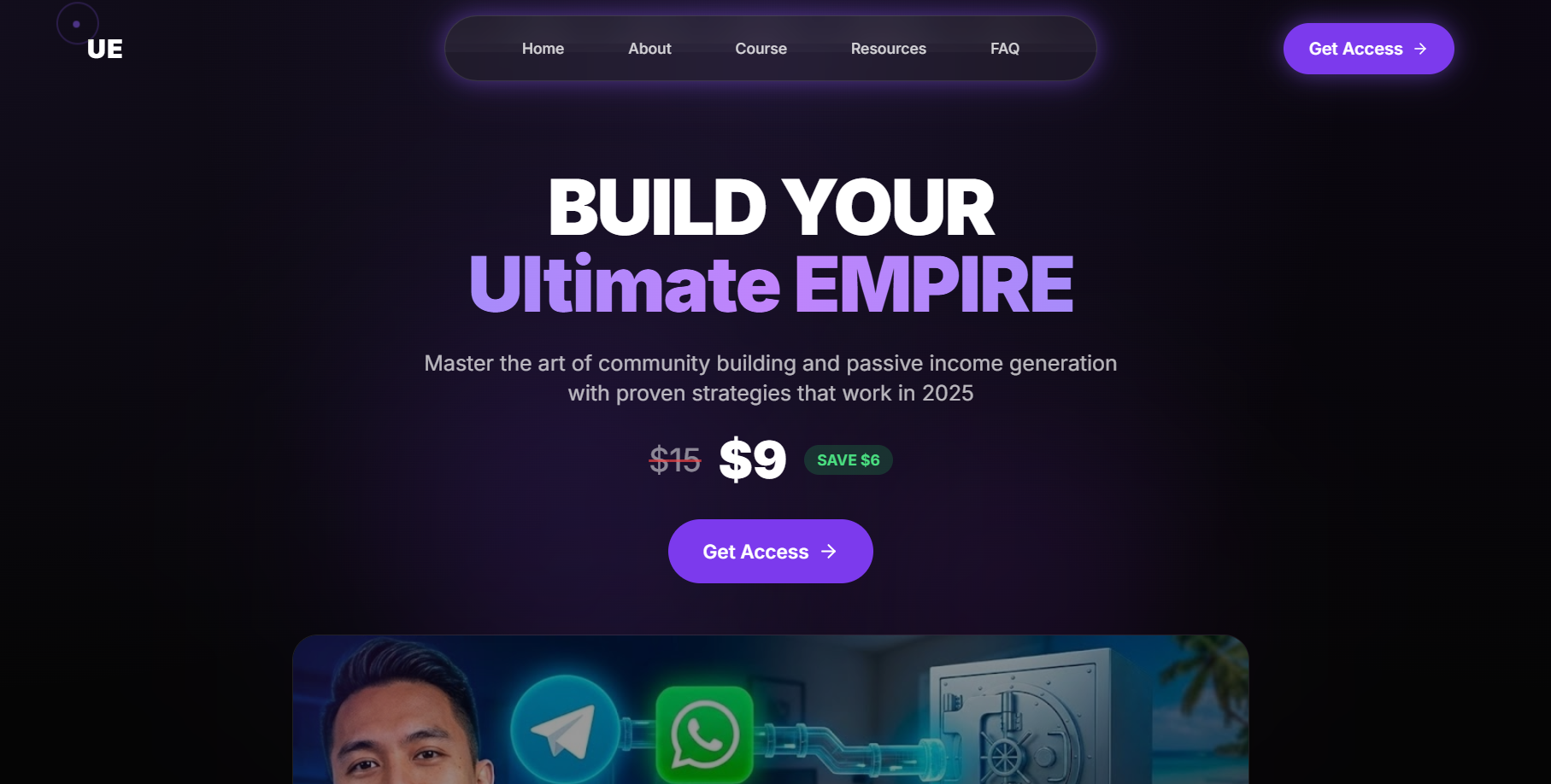 Ultimate Empire - Organic Social Media Growth Course Website