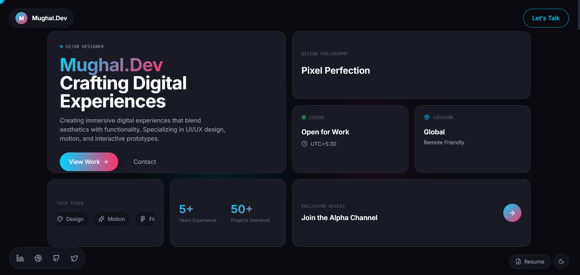 Mughal Dev - Bento Grid Style Portfolio
